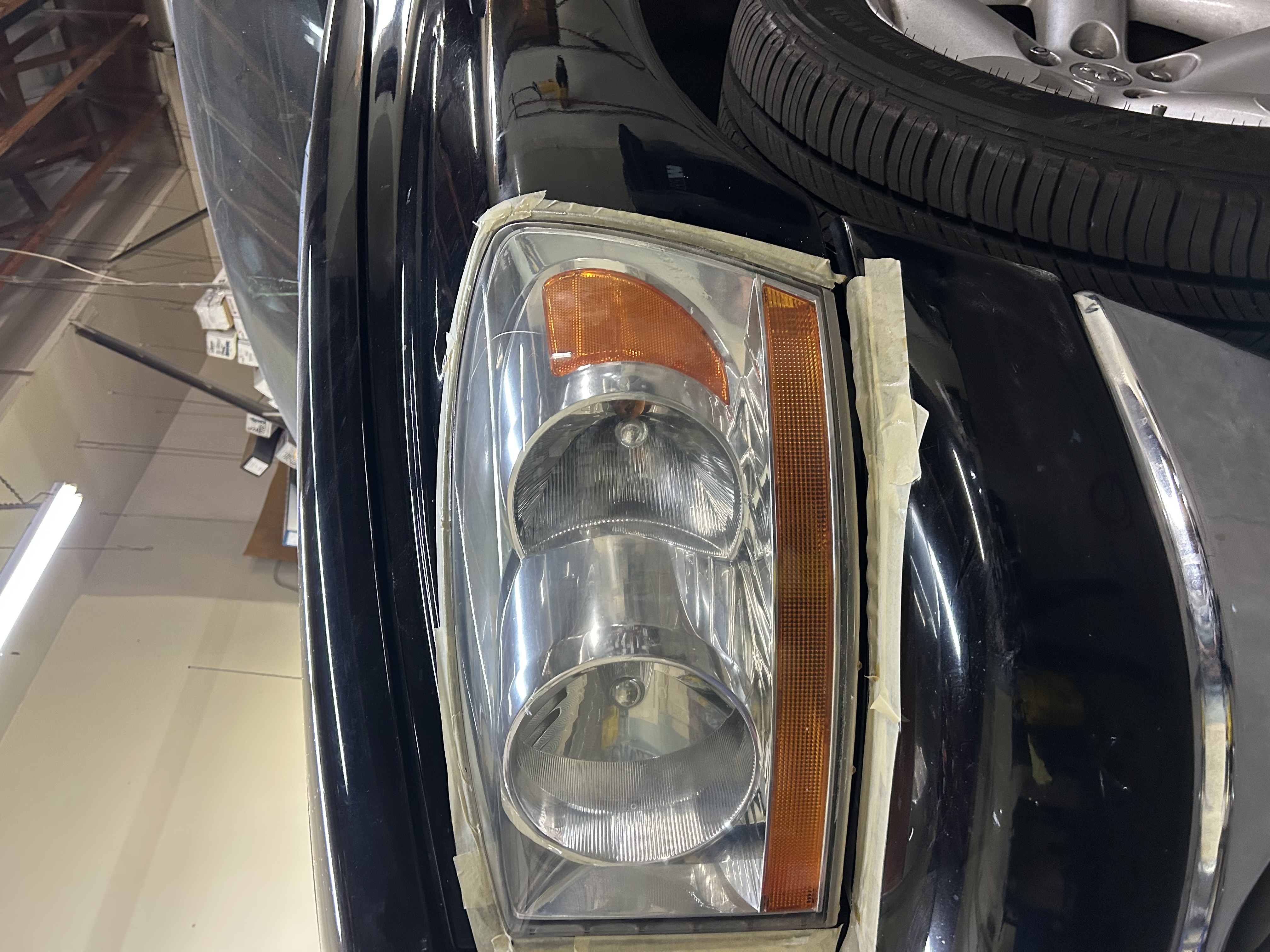 Clear, restored headlight after restoration